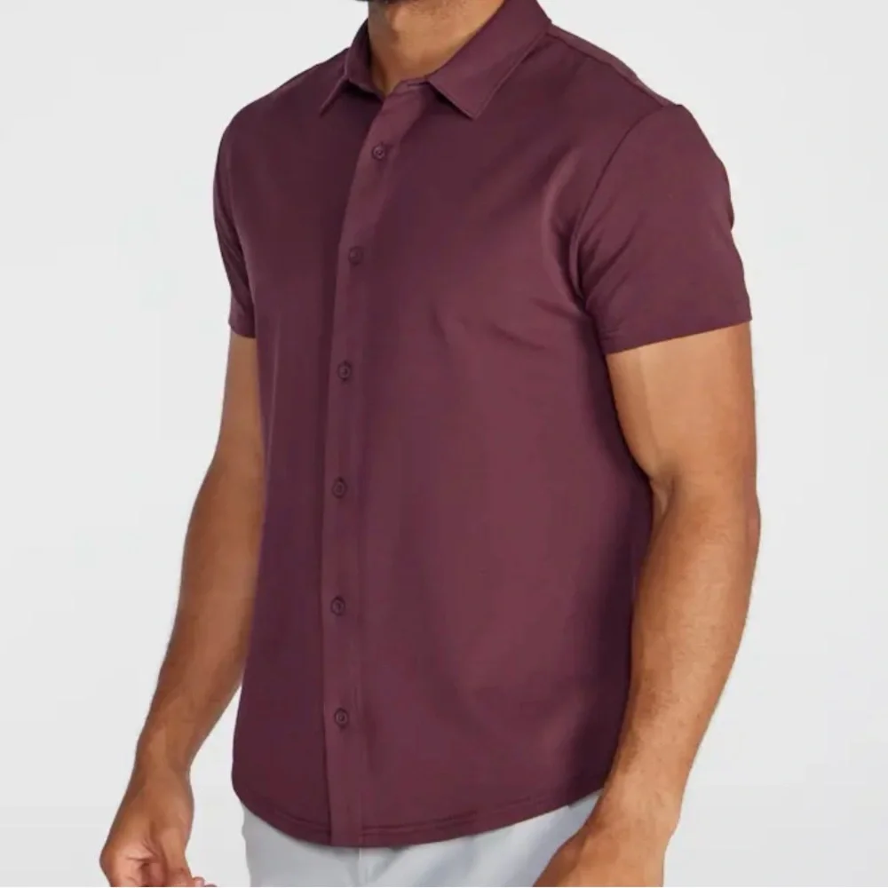 BYLT Basics Maroon Casual Button Down Shirt - Picture 3 of 4